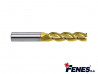 Frez 6 mm, 3-ostrzowy trzpieniowy, długi do metali lekkich i tworzyw sztucznych DIN844-A L-M-W, HSS TiN Golden Line - FENES