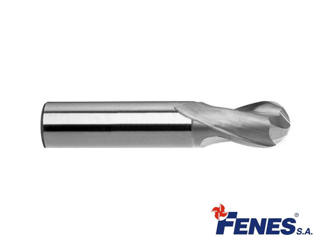2-Flute Ball Nose End Mill, short with cylindrical shank, DIN327-B KR, HSS - 6MM - FENES