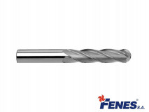 4-Flute Ball Nose End Mill for Die Cutting, short with cylindrical shank, DIN1889-BA K-H, HSS - 6MM - FENES