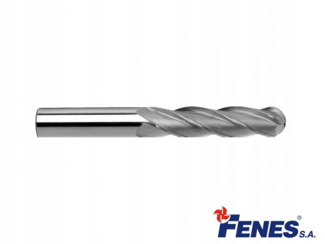 4-Flute Ball Nose End Mill for Die Cutting, short with cylindrical shank, DIN1889-BA K-H, HSS-E - 8MM - FENES