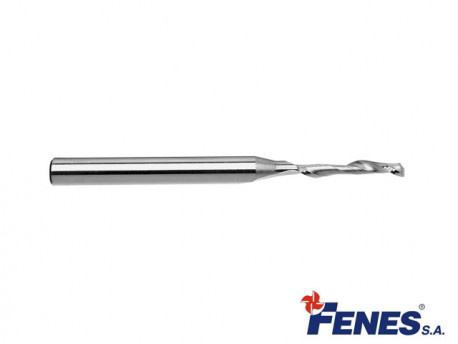 Single Flute End Mill for aluminium and PVC machining, NFPo, HSS - 8x25x100MM - FENES
