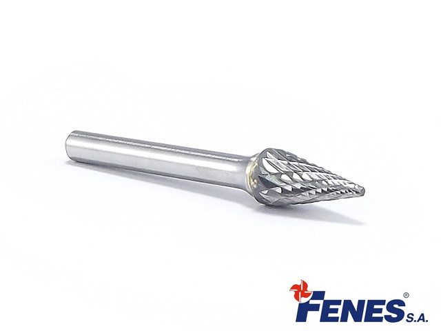 SKM rotary cone shape file 10x20 mm VHM metal cutter with a 6 mm shank, total length 65 mm - FENES