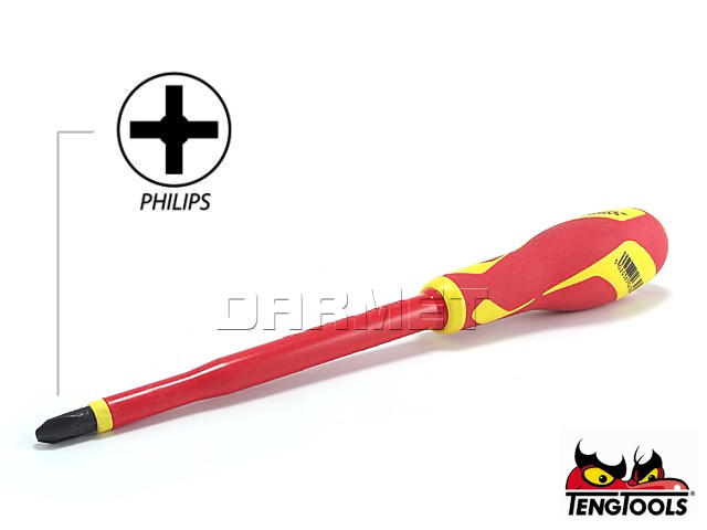 Slotted Electricians Screwdriver, 1000V Insulated, MDV846N - PH3 x 150MM - TENG TOOLS (17788-0408)