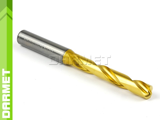 Solid Carbide Drill with Cylindrical Shank, 5xD - 10,2MM, VHM TiN - DARMET