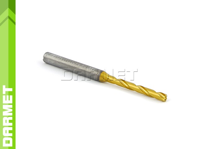 Solid Carbide Drill with Cylindrical Shank, 5xD - 4MM, VHM TiN with coolant - DARMET