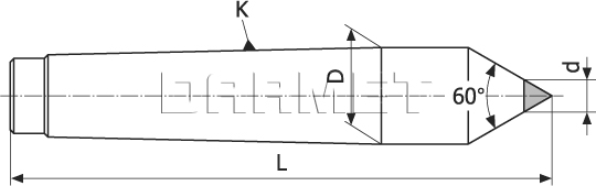Kieł tokarski stały z końcówką z węglików spiekanych - Morse 1 (DE1)